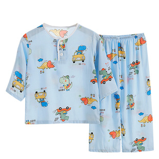【果贝猴】夏季清凉儿童绵绸睡衣