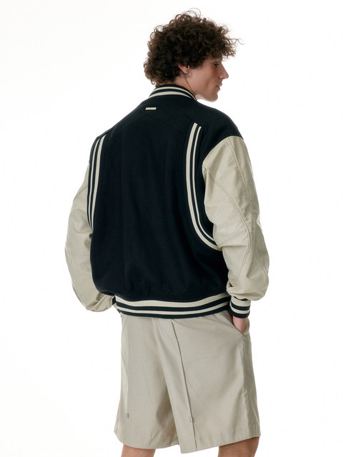 C2H4_Varsity_Jacket Line Combination Layered Baseball Jacket #R008
