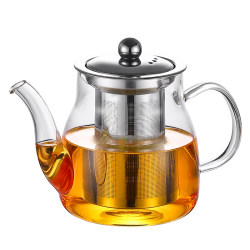 Glass Teapot Tea Set for Home Use, Heat-Resistant Flower Tea Kettle, High-Temperature Resistant, Thickened Tea-Water Separation Teapot
