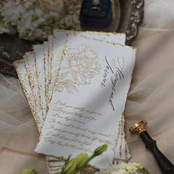 Marryso High-end Wedding Vow Card European Wedding Decoration Card Retro Rough Edge Gold Foil Photo Props Set