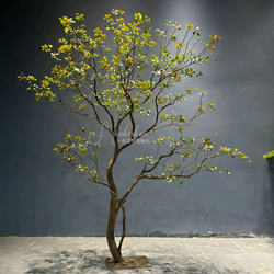 High-End Simulated Island Spring Flowers and Green Plants for Indoor Decoration, Floor-Standing Ornaments, Simple Artificial Trees and Plants for Chinese-Style Tea Rooms