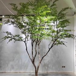 Artificial Maple Tree with Maple Leaves, Fake Tree for Window Display, Large Indoor Design Decoration, Nordic Ins-Style Green Plant, Green Maple