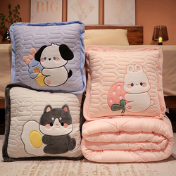 Cartoon Pillow Quilt Dual-use Two-in-one Blanket Folding Pillow Office Lunch Break Blanket Pillow Car Cushion