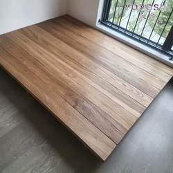 Old Elm Tatami Bed, Japanese-Style Platform Solid Wood Bed, Balcony Bedroom Platform, Children's Bed, Floor-Standing Low Bed, Wabi-Sabi Style