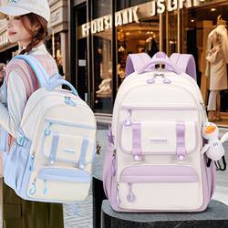 Popular Schoolbags for Primary School Students in Grades Three to Six, Large-Capacity Female Junior High School Students and High School Students Lightweight Waterproof Backpacks