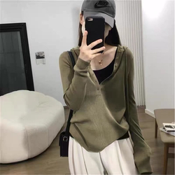 High-End Spring and Autumn New Style Hooded Sweater for Women, Lazy Style Sweatshirt with Hood, Slim Fit, Thin Drawstring Hoodie