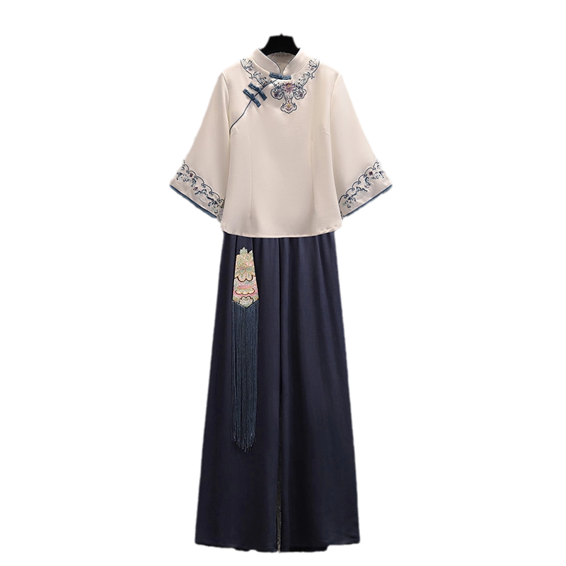 中式唐装上衣酒店美容师工作服女式旗袍汉服套装足浴头疗技师服装