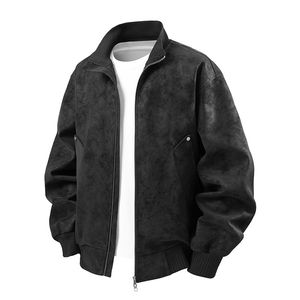 
Autumn and winter men's retro leather jacket American fashion trend stand collar PU leather jacket loose and versatile casual