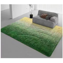 Silk Wool Nordic Carpet Gradient Full Coverage Living Room Sofa Coffee Table Floor Mat Bedroom Bedside Rug Long Plush Foot Mat