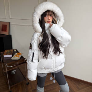 
Amoeba American detachable fur collar hooded party jacket women's and men's winter couple's thickened warm jacket