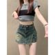 High-waisted denim short skirt for women in summer 2024 new design hot girl hip trousers skirt large size A-line skirt