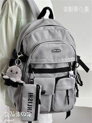 Japanese Harajuku Retro Workwear Backpack, Large-Capacity Backpack for Junior High School Students, Trendy Campus Style Backpack for Men and Women