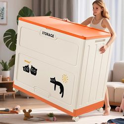 Large-Capacity Clothes Storage Box, Extra-Large Household Flip-Top Storage Cabinet, Toy Plastic Foldable Storage Cabinet, Organizing Box
