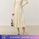 
LILY autumn new women's clothing elegant gloss OL commuting versatile double-layer pleated skirt white half-body long skirt