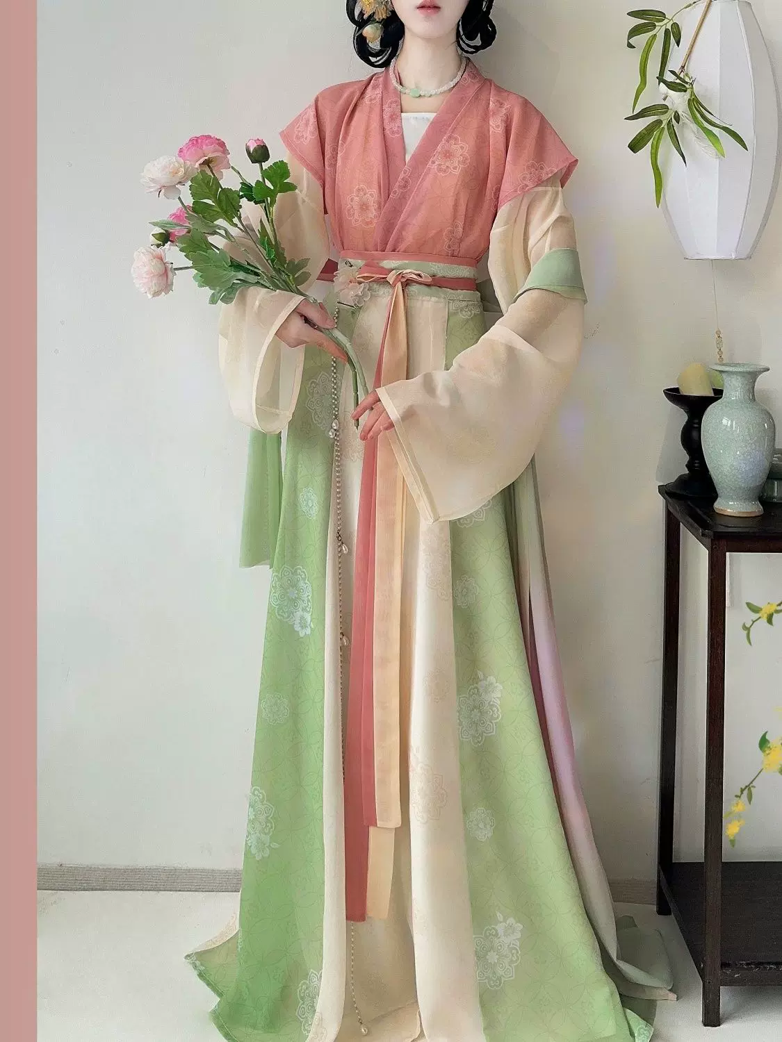 唐褙子汉服【迎夏】唐制女款开衫齐腰八破裙日常春