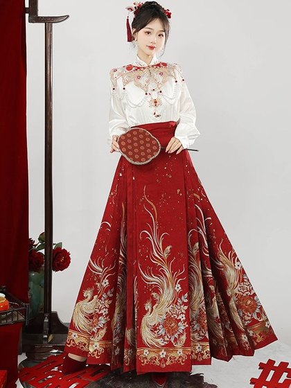 
Heavy Industry Embroidery Cloud Shoulder Engagement Hanfu Women's Ming-made Weaving Golden Horse Face Skirt New Chinese Stand Collar Top Sweater Wedding Toast Clothes