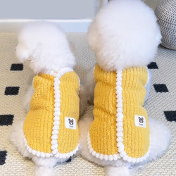 Dog Clothes with Fleece for Autumn and Winter, Teddy Bichon Thickened Vest, Small Dog Pet Cute Cat Warm Vest