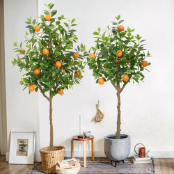 High-End Artificial Green Plant Floor-Standing Orange Tree Bonsai for Guesthouses, Hotels, Shop Windows, Home Floor-Standing Potted Plant Decorations