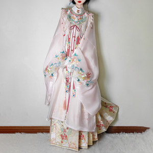 Weiyang Palace [Chen Xiang Hua Yu] Heavy Industry Embroidery Cloud Shoulder Original Hanfu Women's Standing Collar Ming Weaving Gold Horse Face Dress Summer
