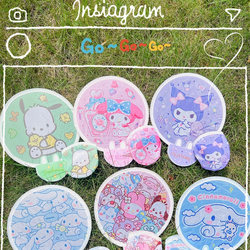 Portable Small Fan Cartoon Student Girly Heart-Shaped Hand Fan Cute Kindergarten Student Portable Folding Round Fan