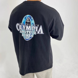 Olympic Fitness T-Shirt for Men, Loose American-Style Short-Sleeved Sportswear, Training and Bodybuilding Graphic Muscle Top, Cotton T-Shirt