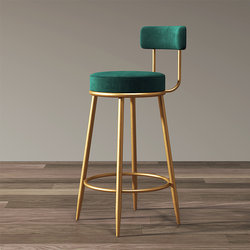 Nordic Style Simple and Luxurious Home-Use Golden Bar Stool High Chair Bar Chair with Backrest Front Desk Stool Iron Art