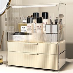 Cosmetics Storage Box, Light Luxury, Dust-Proof, Large-Capacity Desktop Vanity Table, Acrylic Lipstick and Skin Care Product Storage Shelf