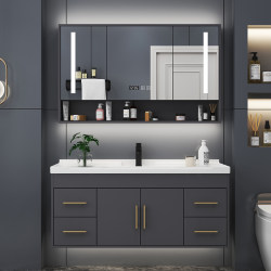 Qi Yu Smart Solid Wood Bathroom Cabinet Toilet Sink Cabinet Combination Washbasin Ceramic Integrated Basin Washbasin Cabinet