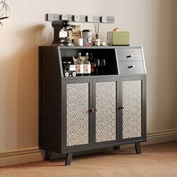 Yangman Sideboard Against the Wall Integrated Storage Cabinet Kitchen Side Cabinet Tea Cabinet Mid-Century Style Coffee Machine Living Room Storage Cabinet