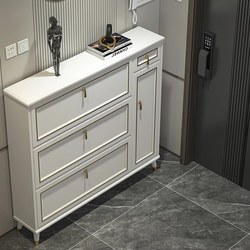 Yangman Light Luxury Style Shoe Cabinet for Home Entrance, Nordic Simple Modern Ultra-Thin Flip-Top Entryway Cabinet, Multifunctional Narrow Storage