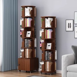 Eisen Solid Wood Rotating Bookshelf 360-Degree Bookcase for Home Use, Simple Design for Children and Primary School Students, Picture Book Storage Cabinet, Floor-Standing