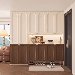 Yangman Entryway Shoe Cabinet, Home Entrance Storage Cabinet, Integrated Wall-Mounted Foyer Cabinet, Vintage Style Large Capacity Hallway Cabinet