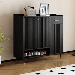 Haoxia Shoe Cabinet Best-Selling List New Black Shoe Cabinet for Home Entrance Hallway Integrated Wall-Mounted Storage Cabinet