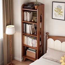 Yangman Solid Wood Bookshelf Floor-Standing Storage Rack Living Room Wall-Mounted Corner Storage Cabinet Bedroom Bedside Space-Saving