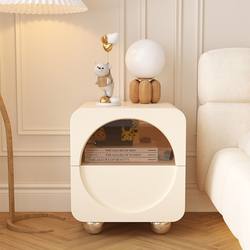 Fuqiaojiang High-End Bedside Table Bedroom Light Luxury Solid Wood Simple Modern Creative Bedside Cabinet Cream Home Storage Cabinet