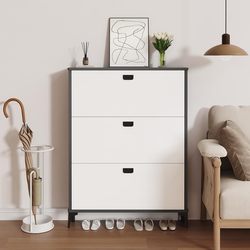 Gumufel Solid Wood Shoe Cabinet for Home Entrance Hallway, Large Capacity Storage Cabinet, Entryway Shoe Cabinet
