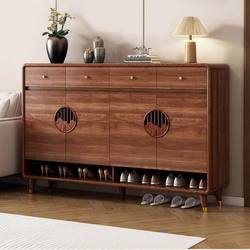 Eisen's New Chinese-Style Solid Wood Shoe Cabinet for Home Entrance, Integrated Wall-Mounted Cabinet with Large Capacity for Storage