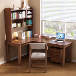 Nan She Bei Hua Corner Desk and Bookshelf Combination Set for Home Use in the Bedroom, Student Study Desk, Writing Desk, Desktop Computer Desk and Chair