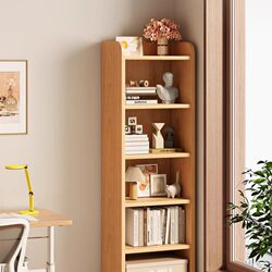 Yangman Solid Wood Bookshelf, Household Floor-Standing Storage Rack, Living Room Wall-Mounted Integrated Narrow Bookcase, Bedroom Children's Picture Book Shelf