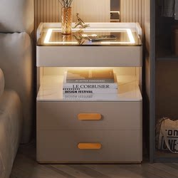 Fuqiaojiang Smart Bedside Table Is Simple, Modern, Advanced, Multi-Functional, Wireless Charging, Storage, Solid Wood Bedroom Bedside Table