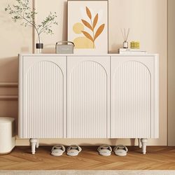 Abison French-Style Large-Capacity Indoor Entryway Multi-Layer Cream-Style Shoe Cabinet for Home Use