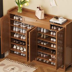Gumufel Shoe Cabinet, Household Entryway Storage Cabinet, Integrated Wall-Mounted Multi-Layer Shoe Rack, New Model Made of Nanmu Bamboo