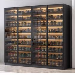 Zuoshi Shoe Cabinet for Home Entrance, 2024 Popular Model, Multi-Layer Large Capacity Storage Cabinet, Solid Wood Glass Door, Wall-Mounted for Entryway