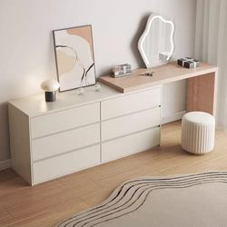 Yangman Solid Wood Dressing Table, Modern Minimalist Chest of Drawers, Integrated Dressing Cabinet, Small Apartment, Light Luxury Bedside Cabinet, Bedroom Furniture