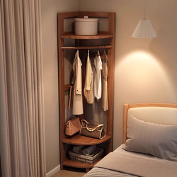 Yangman Solid Wood Floor-Standing Coat Rack for Home Use, Corner Wall-Mounted Multifunctional Coat Rack, Bedroom Bedside Clothes Rack for Nighttime Use