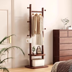 Solid Wood Coat Rack Floor-Standing Bedroom Home Clothes Rack Chinese Style Room Small Simple Bedside Clothes Hanger
