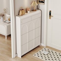 Yアメリ Cream-Style Ultra-Thin Tipping Shoe Cabinet, Entryway Cabinet, Integrated Large-Capacity Storage with Drawer Shoe Rack