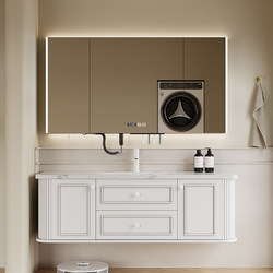 Dipurui High-End Integrated Slate Basin Bathroom Cabinet Set, French-Style Washbasin, Cream Style