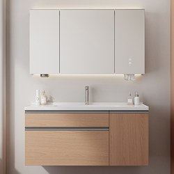 Dipurui Solid Wood Style Bathroom Cabinet Combination with Integrated Ceramic Basin, Multifunctional New Model for Washing and Grooming in the Bathroom