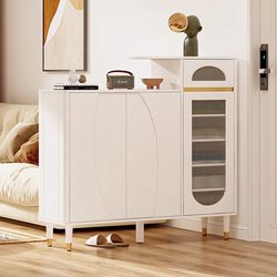 Yangman Double-Sided Shoe Cabinet for Entryway, Home Entrance Partition Cabinet, Living Room Foyer Cabinet, Cream Style, Simple and Modern